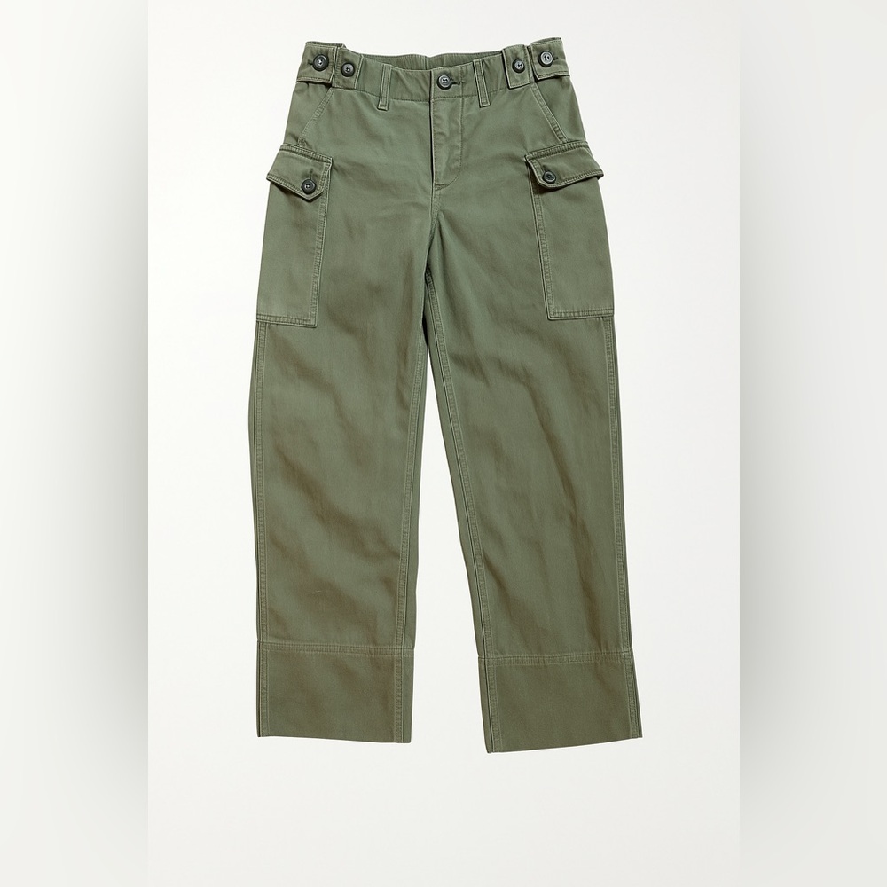 Green Cropped Pants with Cargo Pockets High Waisted Trousers James‎ Perse